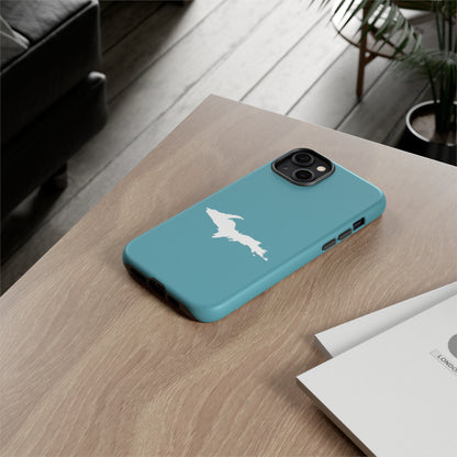 Michigan Upper Peninsula Tough Phone Case (Lake Huron Blue w/ UP Outline) | Apple iPhone