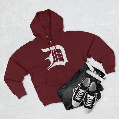 Detroit 'Old English D' Hoodie (Full-Body 'D') | Unisex Full Zip