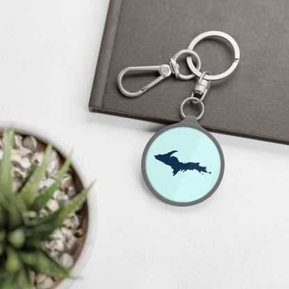 Michigan Upper Peninsula Keyring (w/ Navy UP Outline) | Cyan