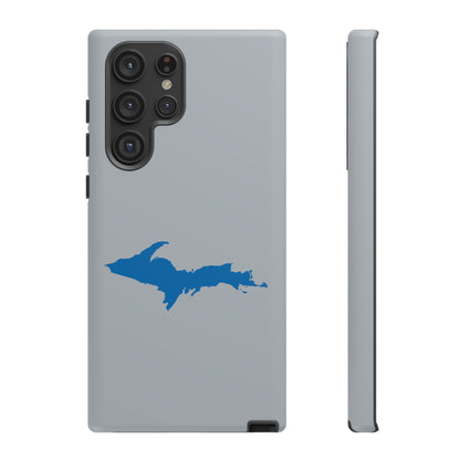 Michigan Upper Peninsula Tough Phone Case (Silver w/ Azure UP Outline) | Samsung & Pixel Android