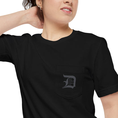 Detroit 'Old English D' Pocket T-Shirt (Iron Ore Grey) | Unisex Standard