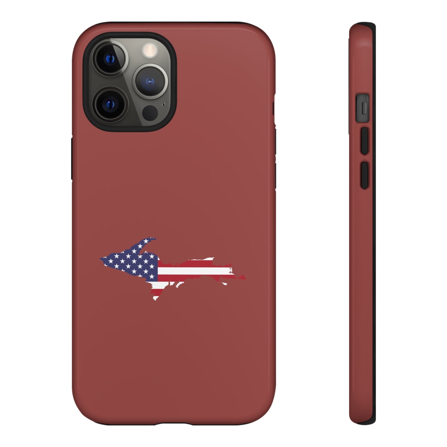 Michigan Upper Peninsula Tough Phone Case (Ore Dock Red w/ UP USA Flag Outline) | Apple iPhone