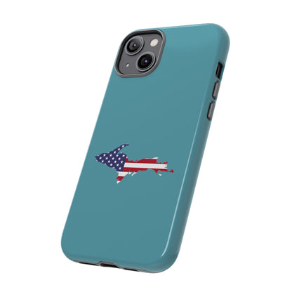 Michigan Upper Peninsula Tough Phone Case (Lake Huron Blue w/ UP USA Flag Outline) | Apple iPhone