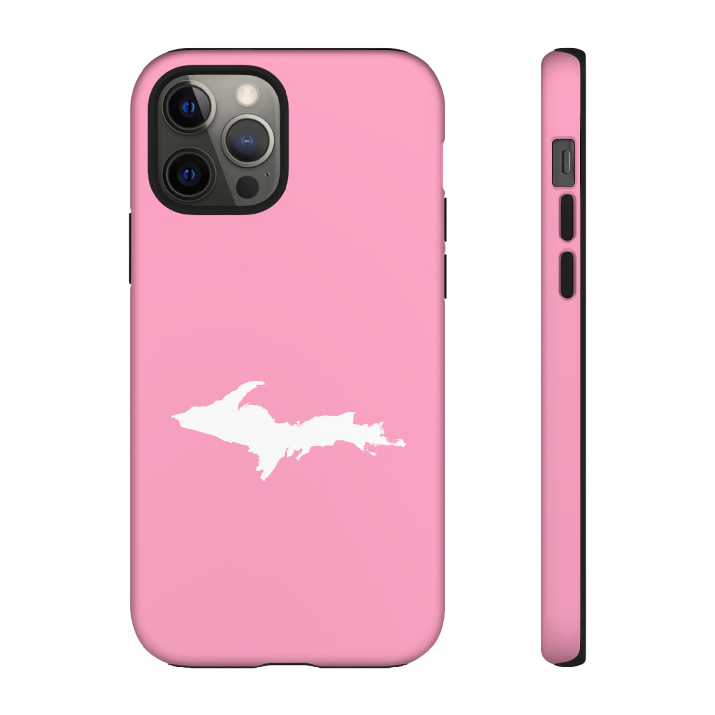 Michigan Upper Peninsula Tough Phone Case ('67 Caddie Pink w/ UP Outline) | Apple iPhone