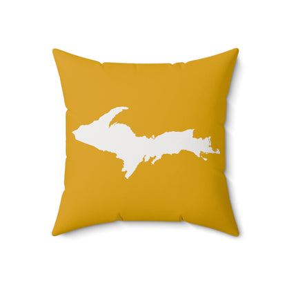 Michigan Upper Peninsula Accent Pillow (w/ UP Outline) | Gold