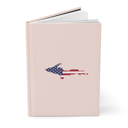 Michigan Upper Peninsula Hardcover Journal (w/ UP USA Flag) | Ruled - Champagne Pink