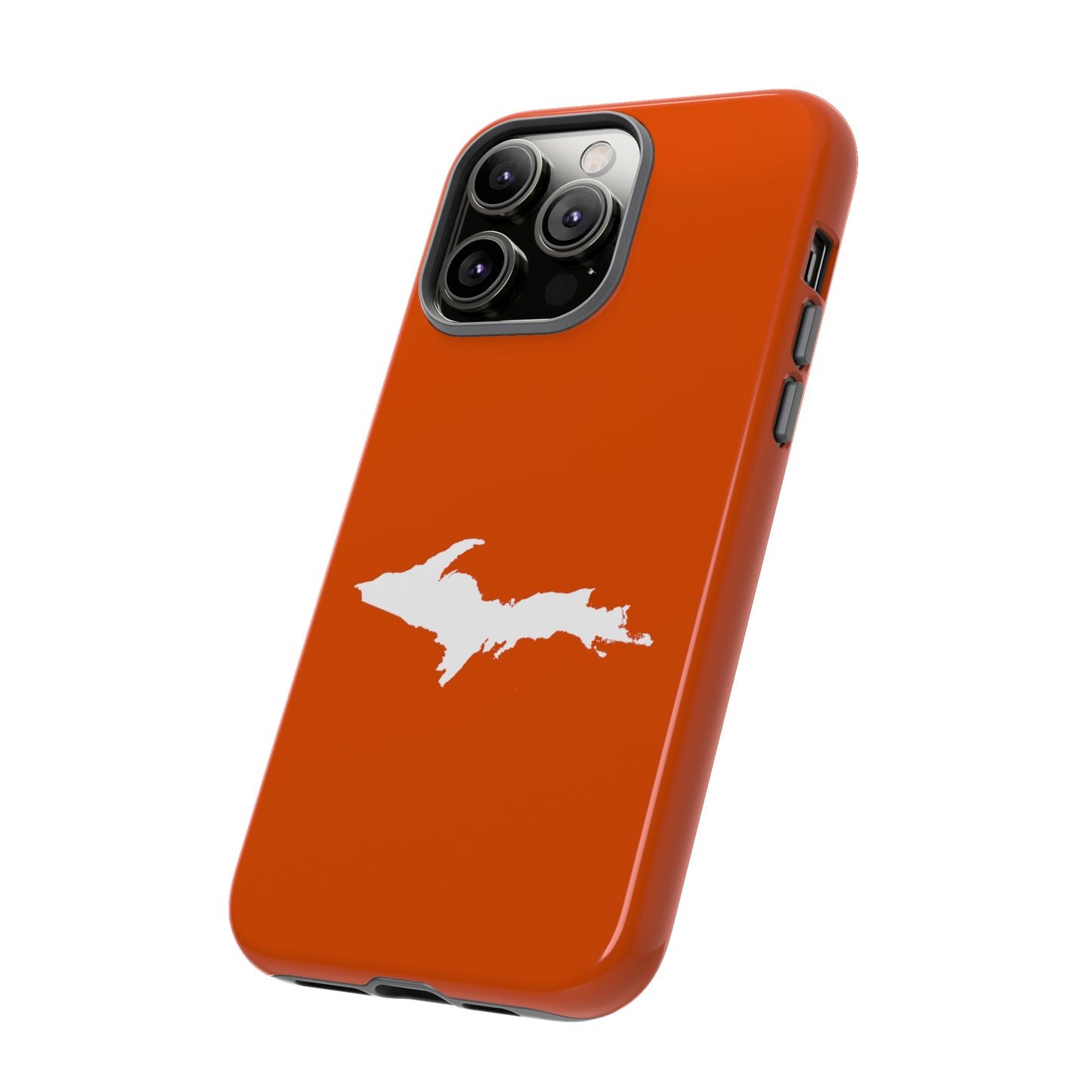 Michigan Upper Peninsula Tough Phone Case (Maple Leaf Orange w/ UP Outline) | Apple iPhone