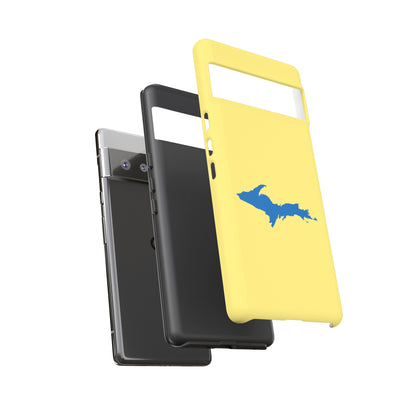 Michigan Upper Peninsula Tough Phone Case (Yellow Cherry w/ Azure UP Outline) | Samsung & Pixel Android