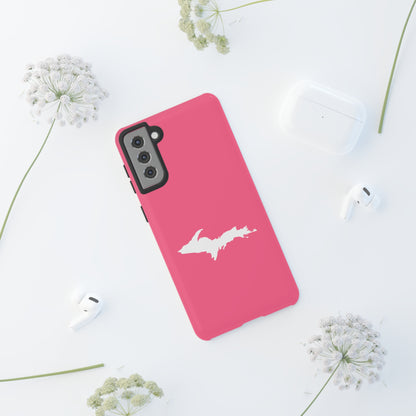 Michigan Upper Peninsula Tough Phone Case (Rhodochrosite Pink w/ UP Outline) | Samsung & Pixel Android