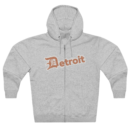 'Detroit' Hoodie (Copper w/ Old English 'D') | Unisex Full Zip