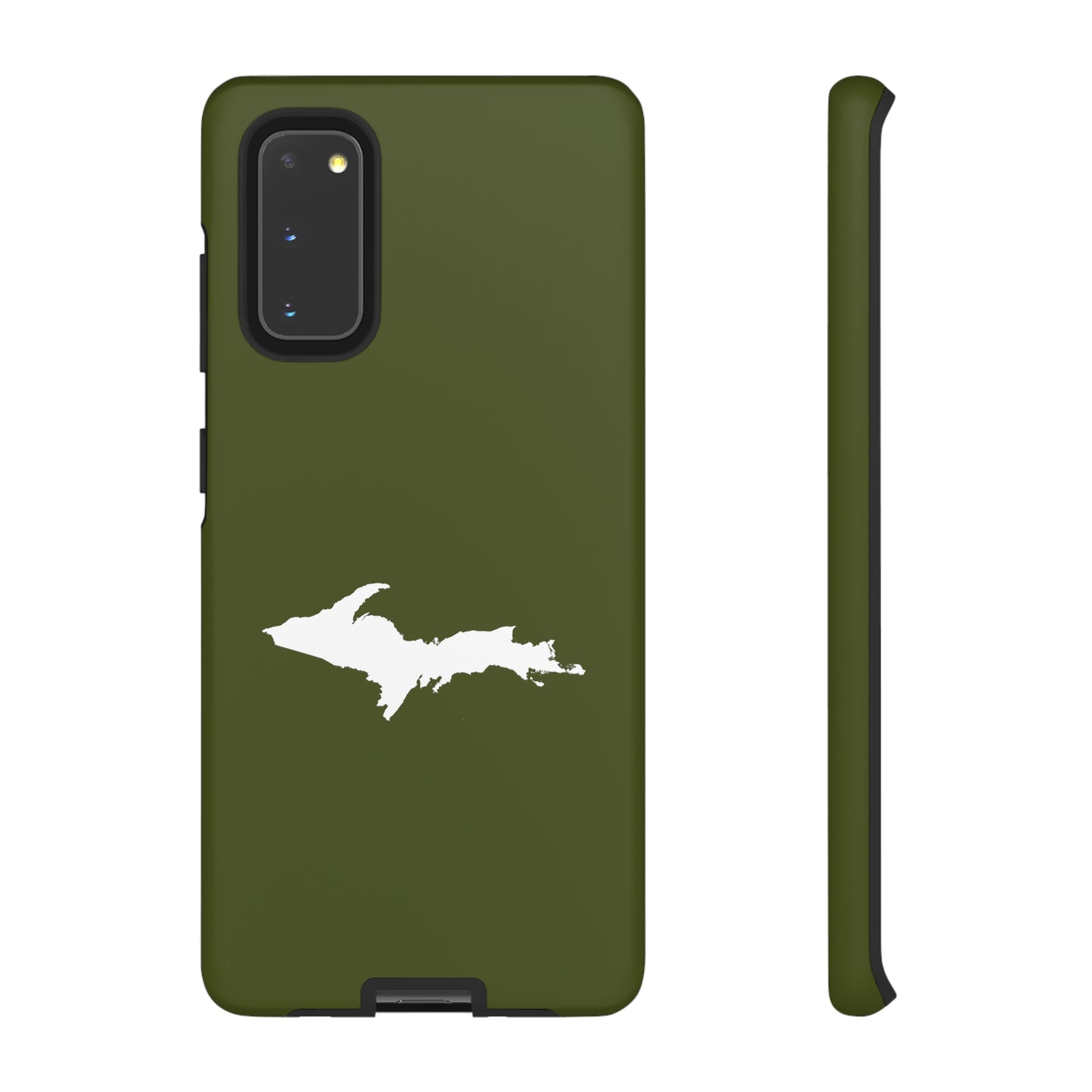 Michigan Upper Peninsula Tough Phone Case (Army Green w/ UP Outline) | Samsung & Pixel Android