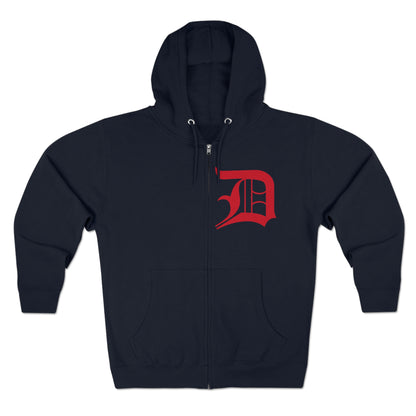 Detroit 'Old English D' Hoodie (Aliform Red) | Unisex Full Zip