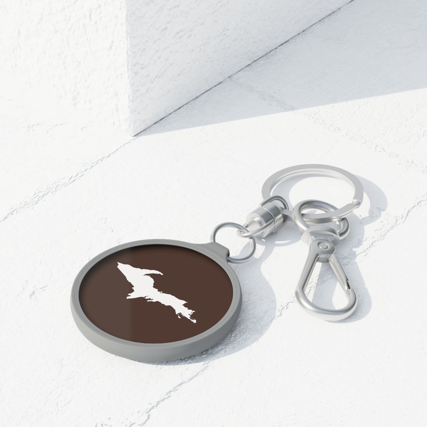 Michigan Upper Peninsula Keyring (w/ UP Outline) | Hickory Color