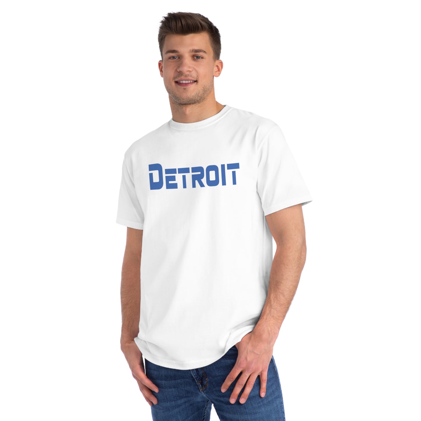 'Detroit' T-Shirt (Azure 1980s Sci-Fi Font) | Organic Unisex