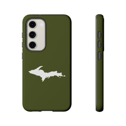 Michigan Upper Peninsula Tough Phone Case (Army Green w/ UP Outline) | Samsung & Pixel Android