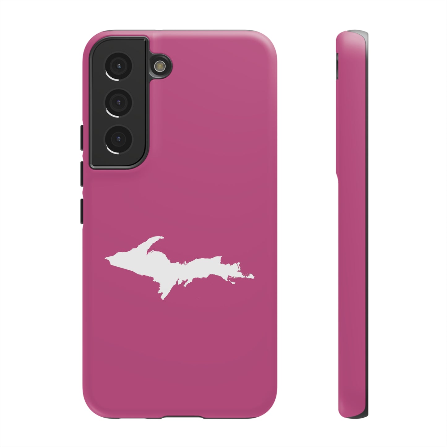 Michigan Upper Peninsula Tough Phone Case (Apple Blossom Pink w/ UP Outline) | Samsung & Pixel Android