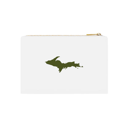 Michigan Upper Peninsula Cosmetic Bag (Army Green Outline) | Cotton Canvas