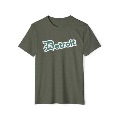 'Detroit' T-Shirt (Copper Green Old English 'D') | Unisex Recycled Organic