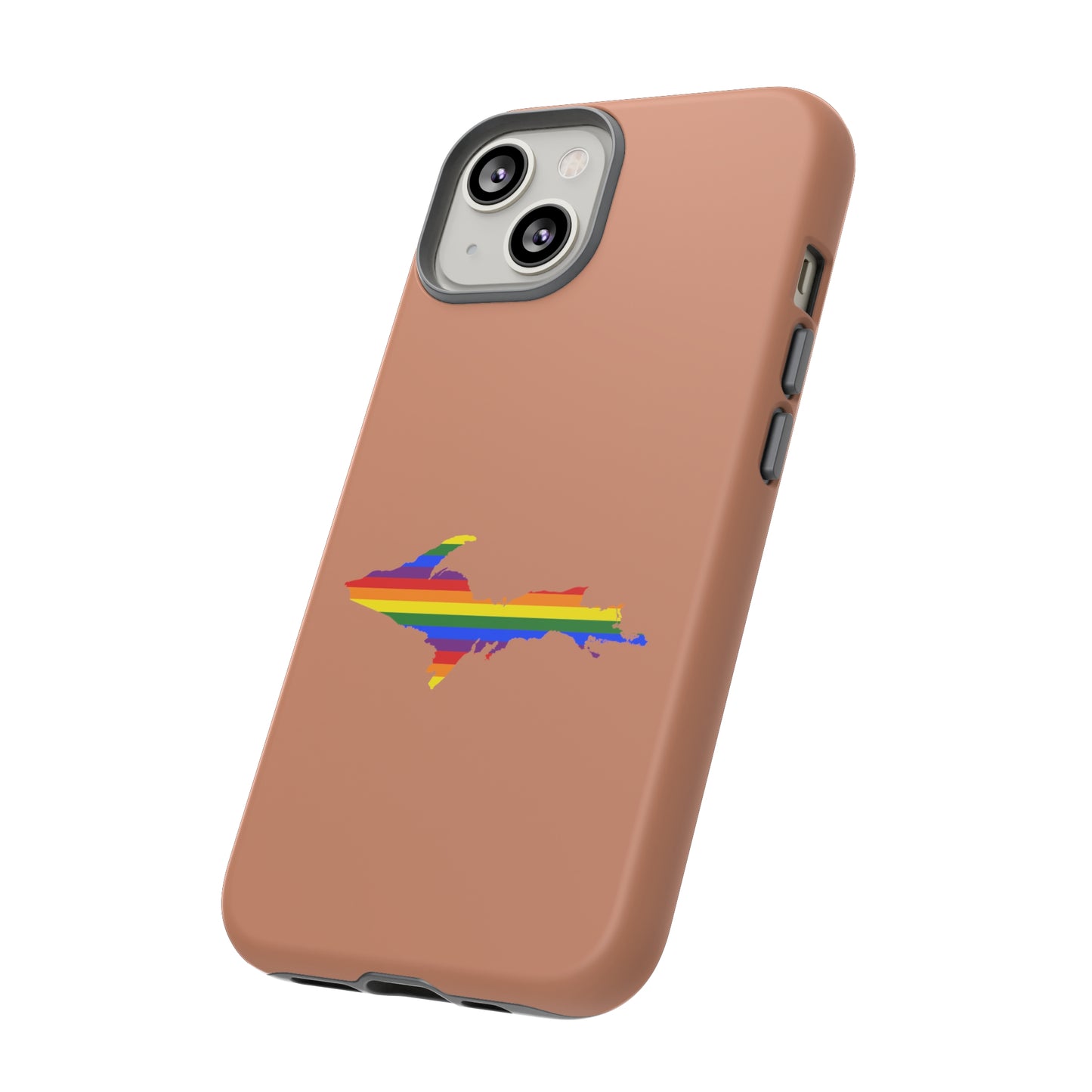 Michigan Upper Peninsula Tough Phone Case (Copper Color w/ UP Pride Flag Outline) | Apple iPhone