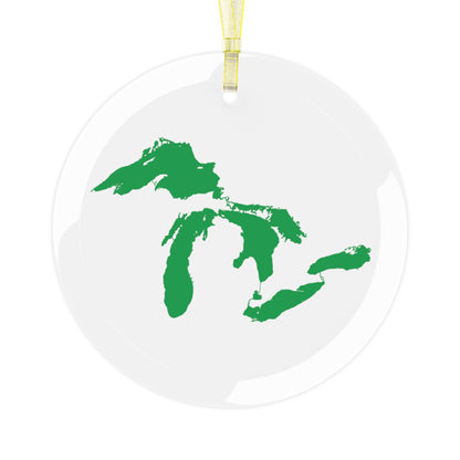 Great Lakes Christmas Ornament | Clear Glass - Shamrock Green