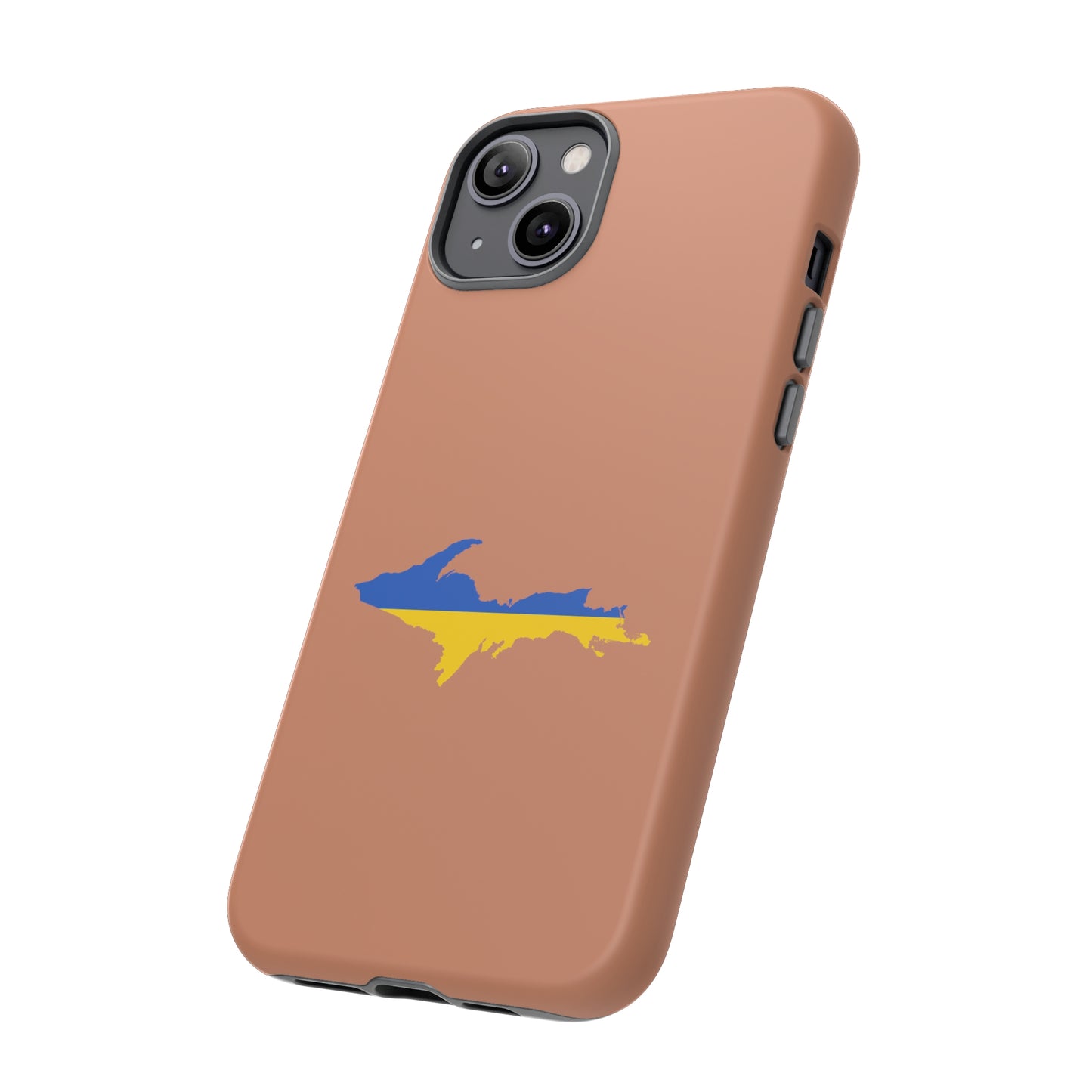 Michigan Upper Peninsula Tough Phone Case (Copper Color w/ UP Ukraine Flag Outline) | Apple iPhone