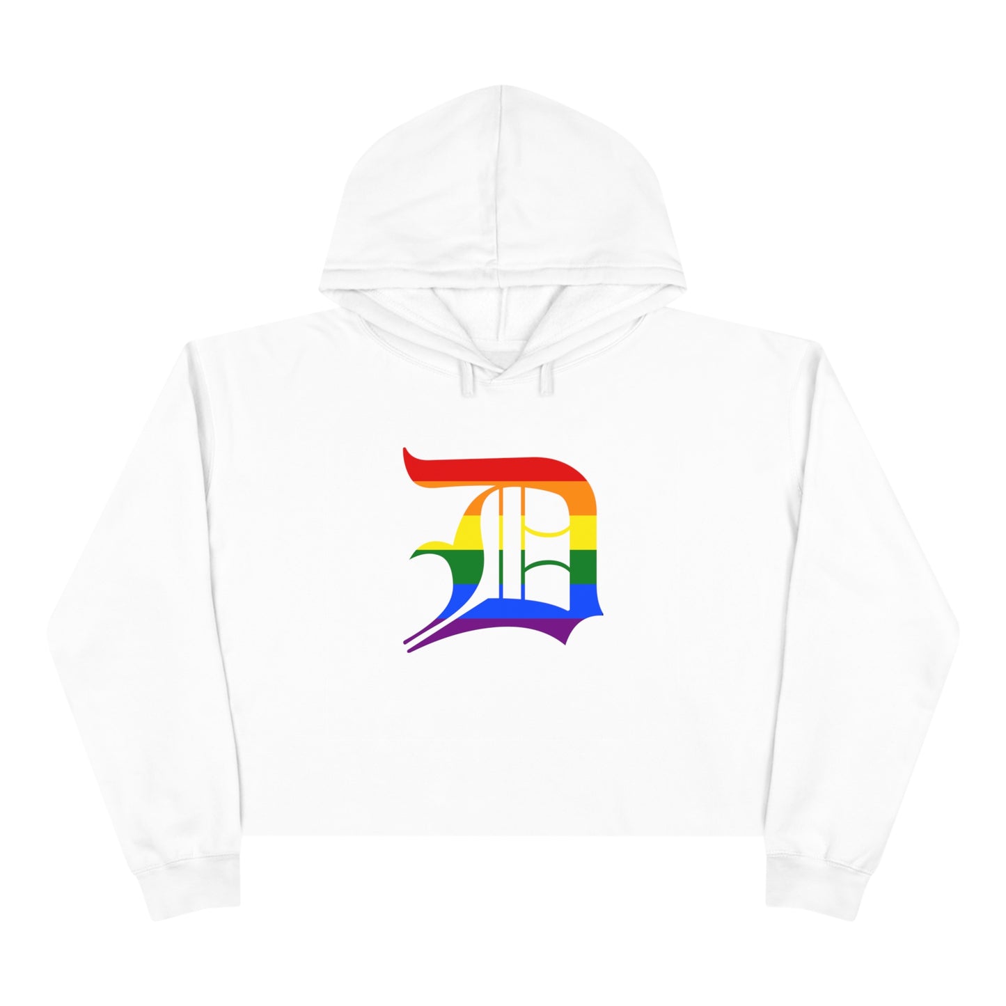 Detroit 'Old English D' Cropped Hoodie (Rainbow Pride Edition)