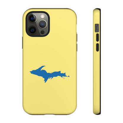 Michigan Upper Peninsula Tough Phone Case (Yellow Cherry Color w/ Azure UP Outline) | Apple iPhone