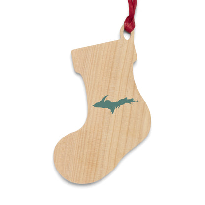 Michigan Upper Peninsula Christmas Ornament (Copper Green) | Wooden - 6 Shapes