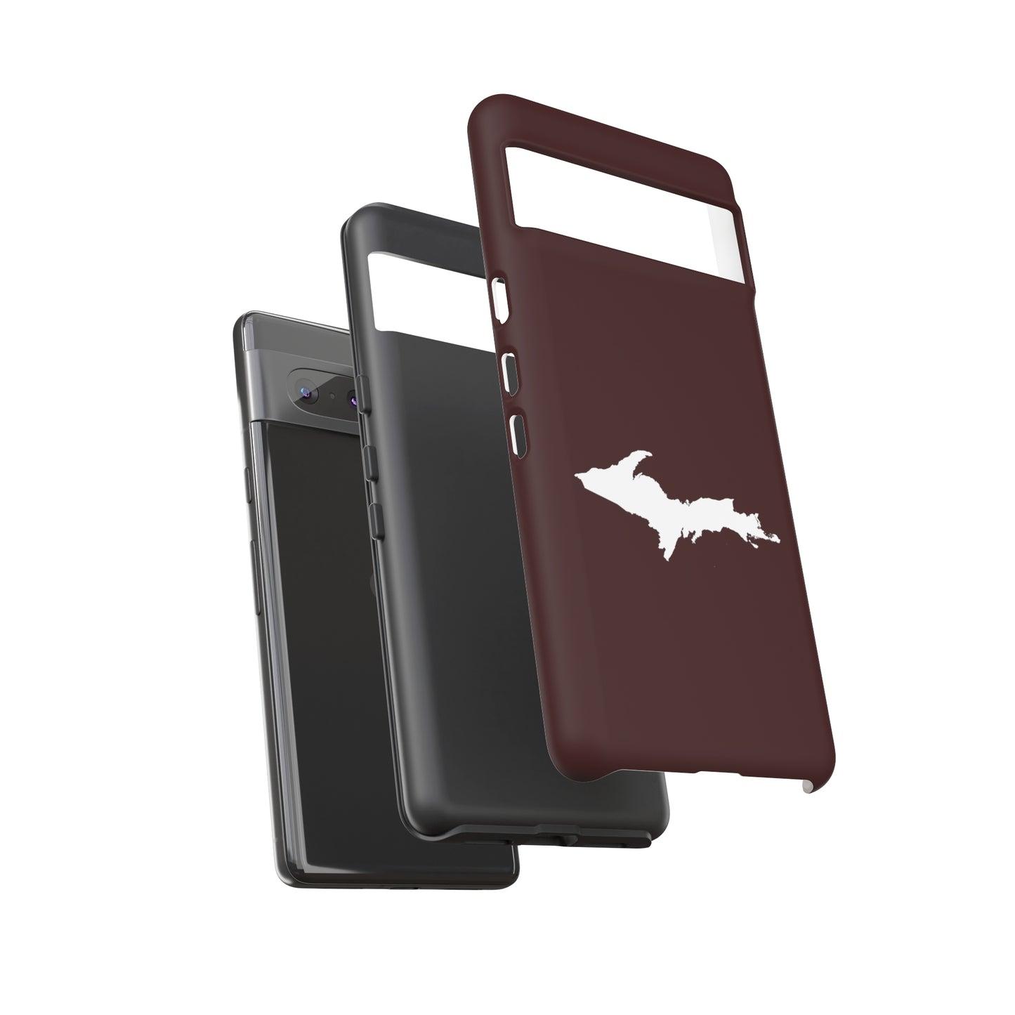 Michigan Upper Peninsula Tough Phone Case (Cherrywood Color w/ UP Outline) | Samsung & Pixel Android