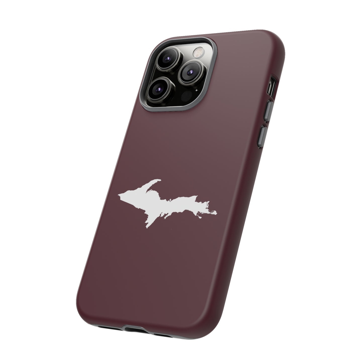 Michigan Upper Peninsula Tough Phone Case (Old Mission Burgundy w/ UP Outline) | Apple iPhone