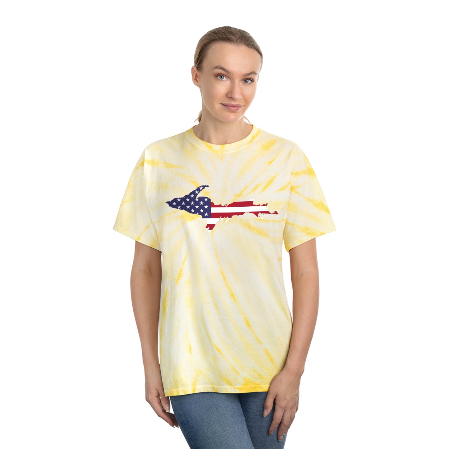 Michigan Upper Peninsula Tie-Dye T-Shirt (w/ UP USA Flag) | Unisex Cyclone