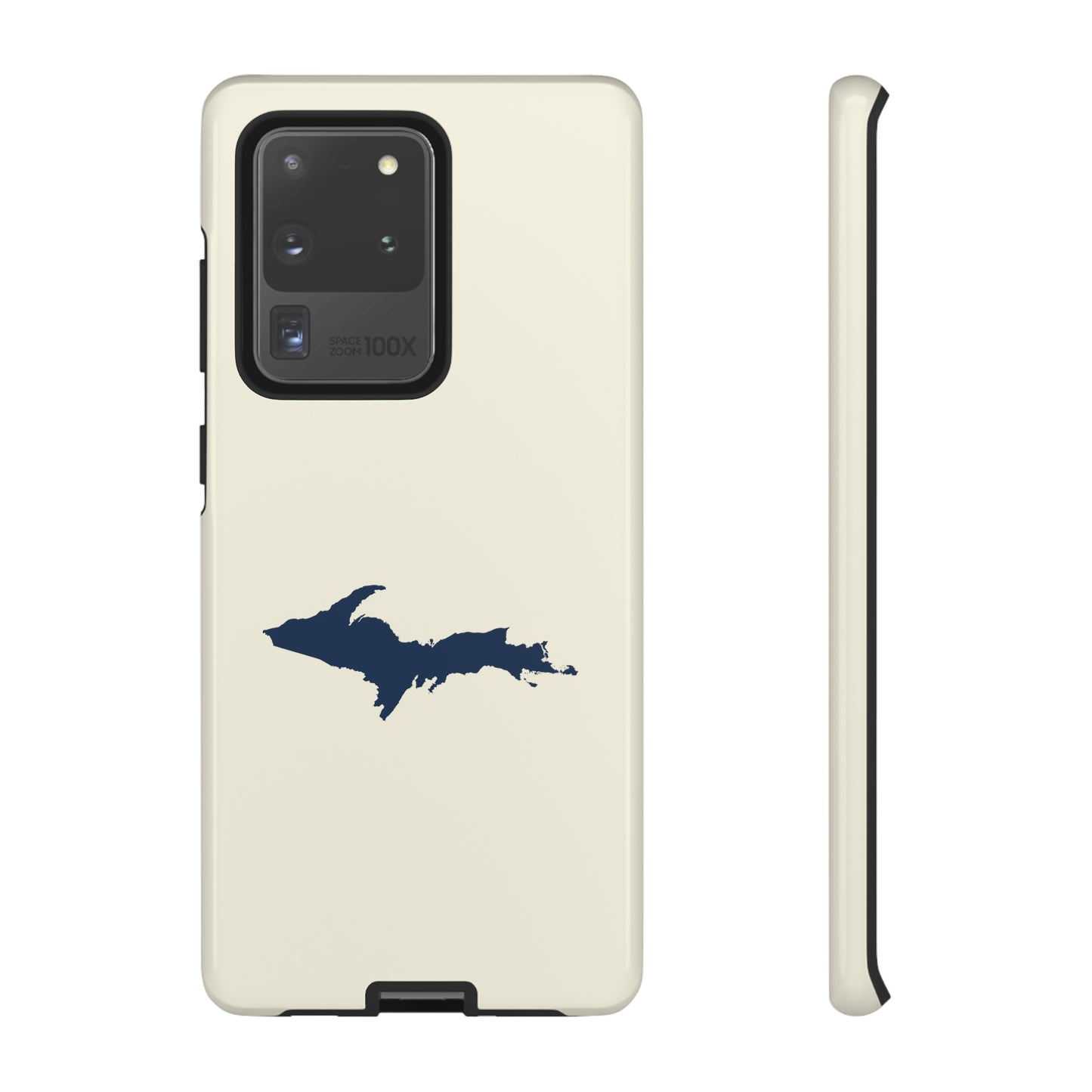 Michigan Upper Peninsula Tough Phone Case (Ivory w/ Navy UP Outline) | Samsung & Pixel Android