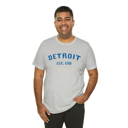 'Detroit EST. 1701' T-Shirt (Azure Ballpark Font) | Unisex Standard