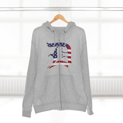 Detroit 'Old English D' Hoodie (Full-Body Patriotic Edition) | Unisex Full Zip