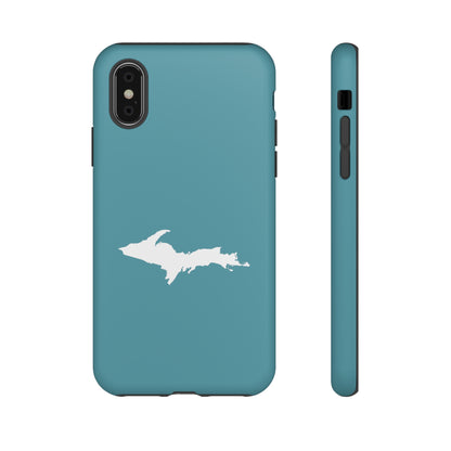 Michigan Upper Peninsula Tough Phone Case (Lake Huron Blue w/ UP Outline) | Apple iPhone