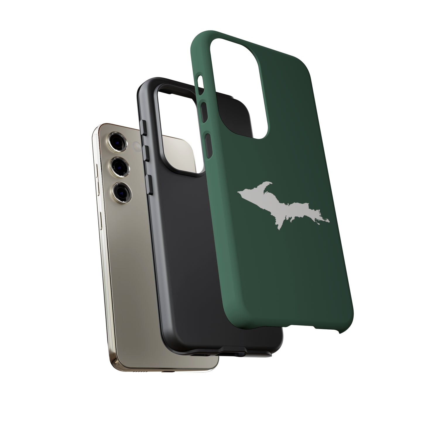 Michigan Upper Peninsula Tough Phone Case (Ginger Ale Green w/ UP Outline) | Samsung & Pixel Android