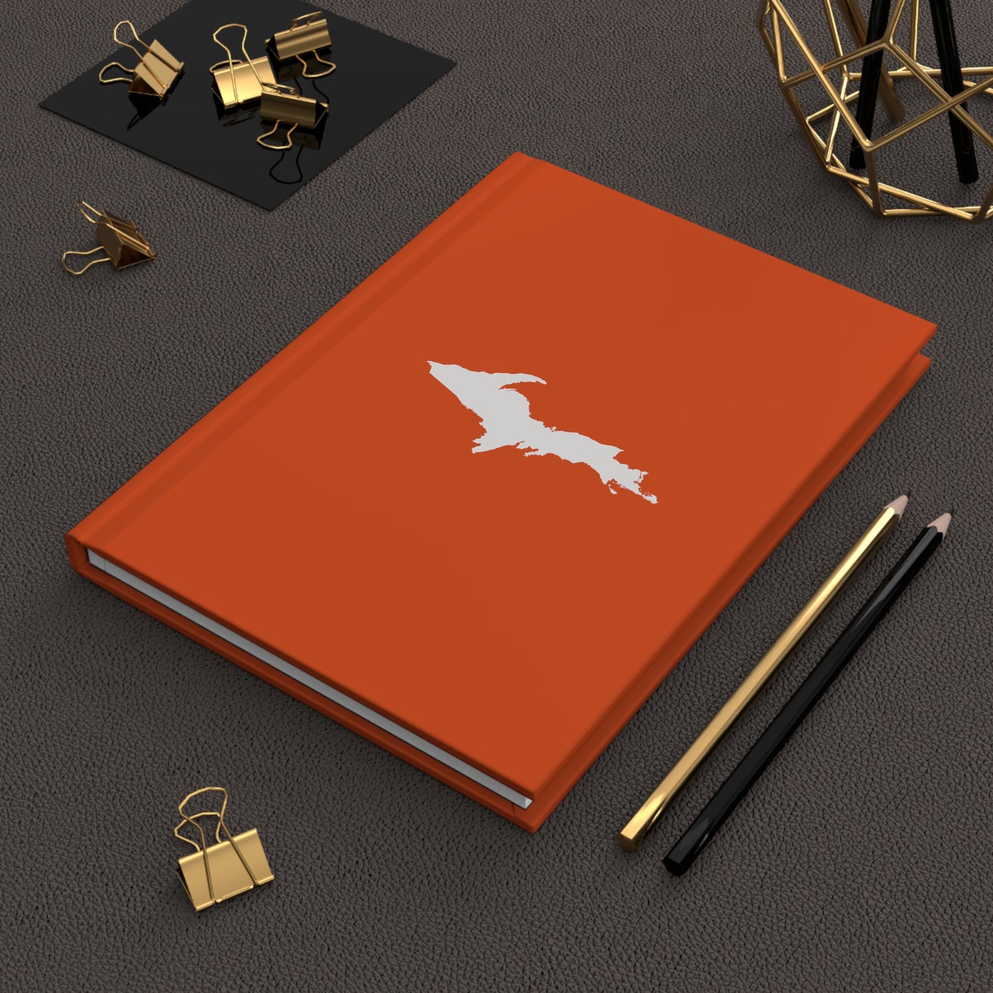 Michigan Upper Peninsula Hardcover Journal (Maple Leaf Orange w/ UP Outline) | Ruled - 150pgs