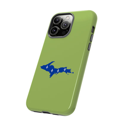 Michigan Upper Peninsula Tough Phone Case (Gooseberry Green w/ UP Quebec Flag Outline) | Apple iPhone