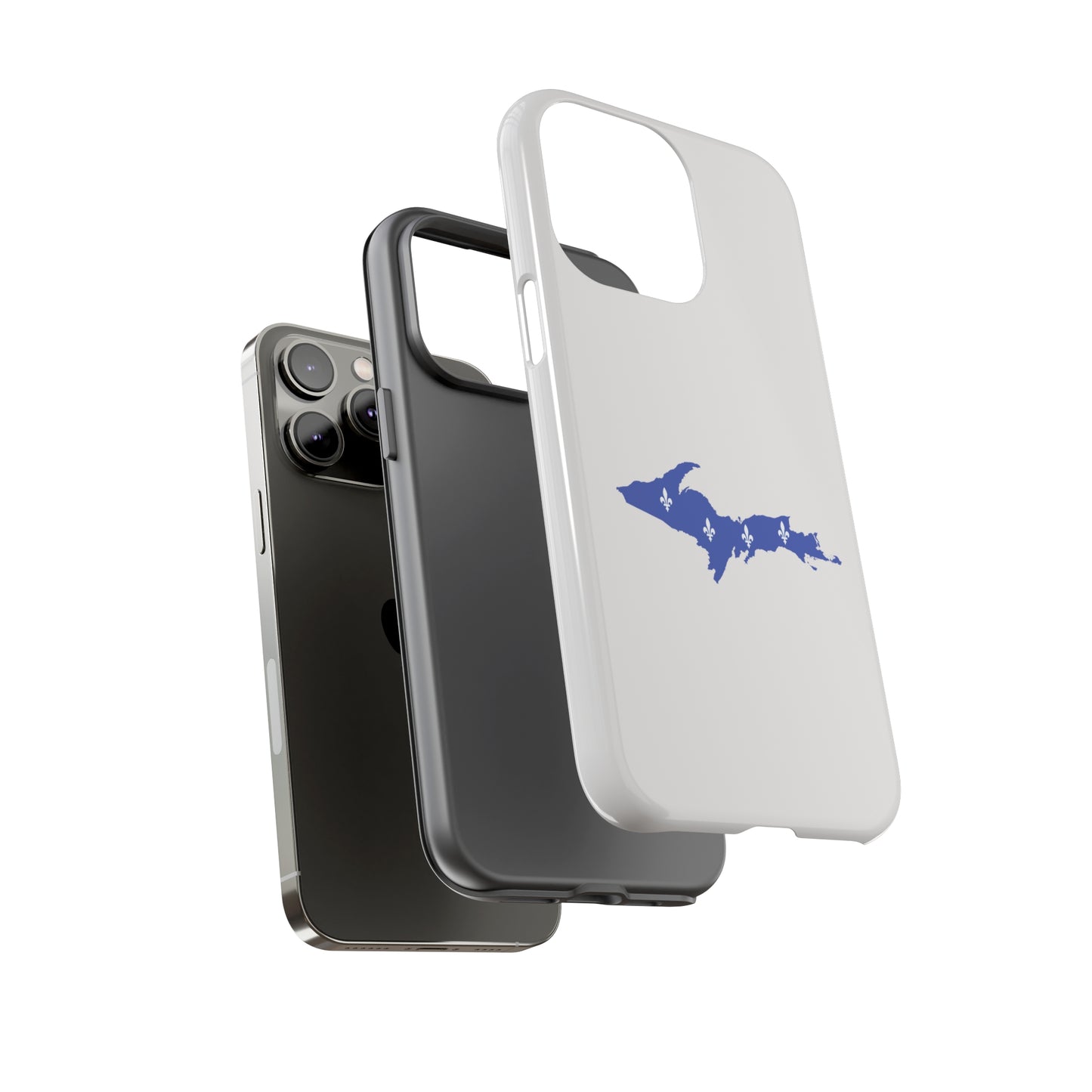 Michigan Upper Peninsula Tough Phone Case (Birch Bark White w/ UP Quebec Flag Outline) | Apple iPhone