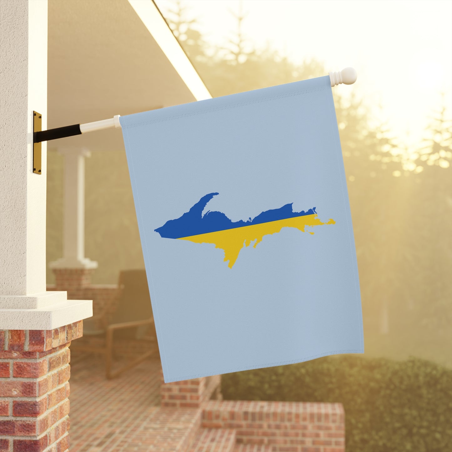 Michigan Upper Peninsula Home & Garden Flag (w/ UP Ukraine Flag) | Light Blue