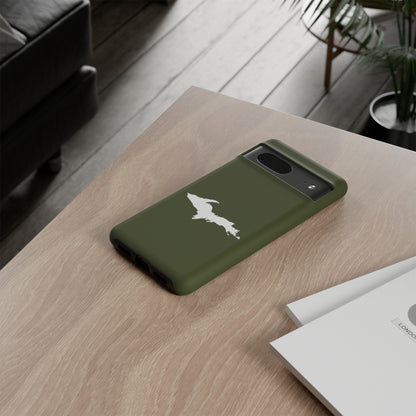 Michigan Upper Peninsula Tough Phone Case (Army Green w/ UP Outline) | Samsung & Pixel Android