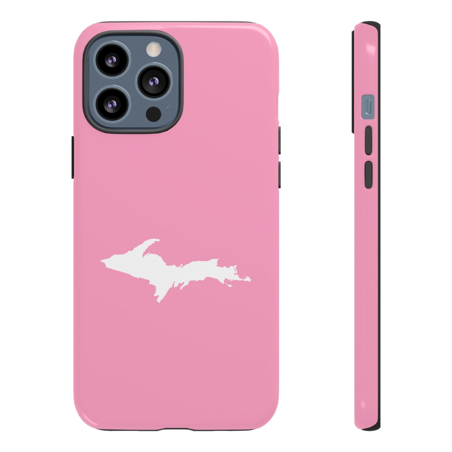 Michigan Upper Peninsula Tough Phone Case ('67 Caddie Pink w/ UP Outline) | Apple iPhone