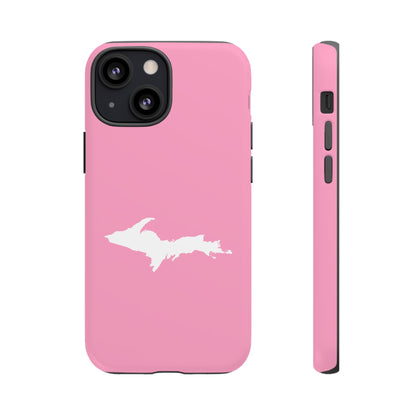 Michigan Upper Peninsula Tough Phone Case ('67 Caddie Pink w/ UP Outline) | Apple iPhone