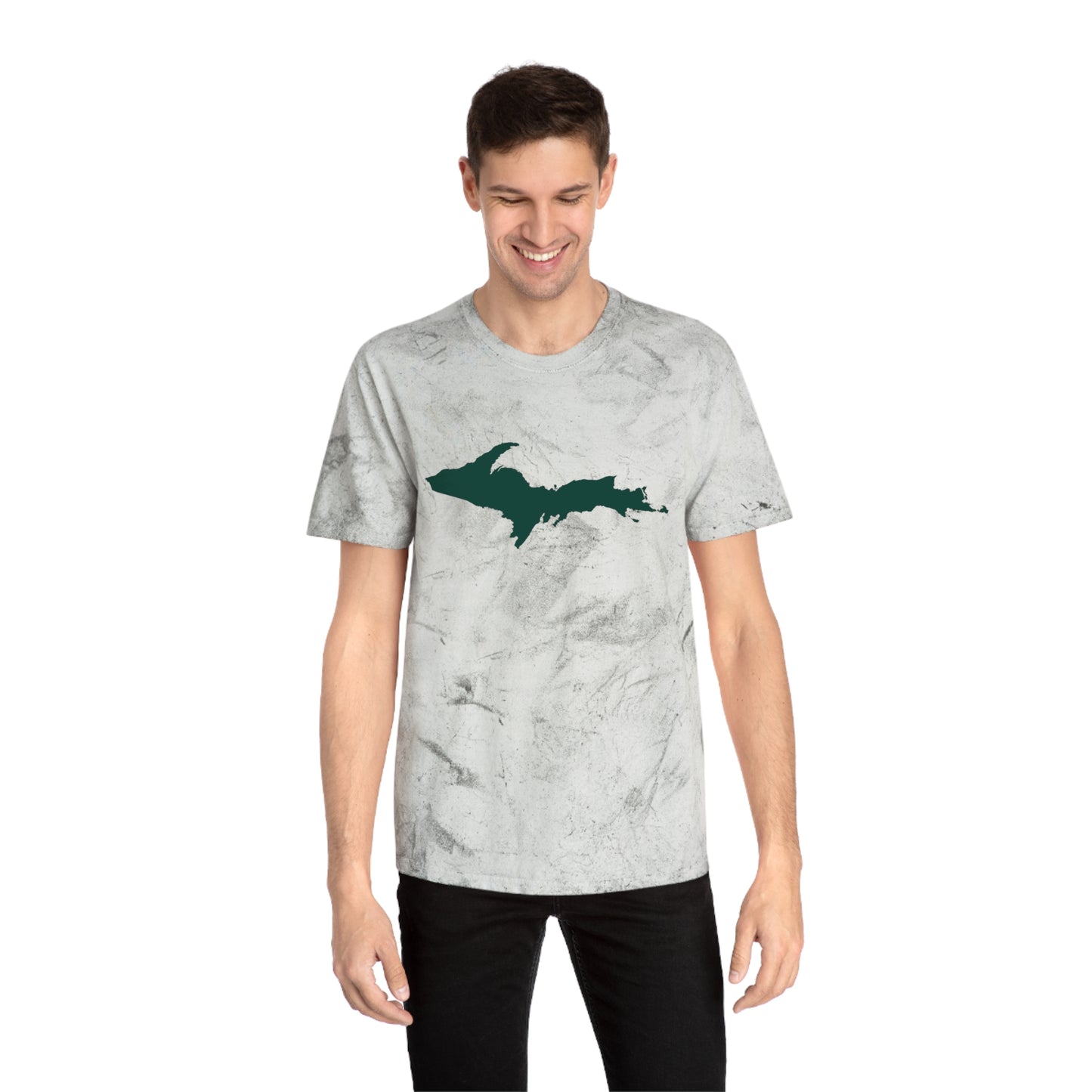 Michigan Upper Peninsula T-Shirt (w/ Green UP Outline) | Unisex Color Blast