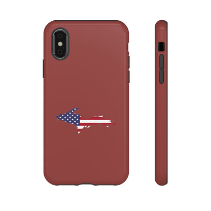 Michigan Upper Peninsula Tough Phone Case (Ore Dock Red w/ UP USA Flag Outline) | Apple iPhone