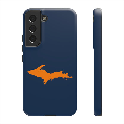 Michigan Upper Peninsula Tough Phone Case (Navy w/ Orange UP Outline) | Samsung & Pixel Android