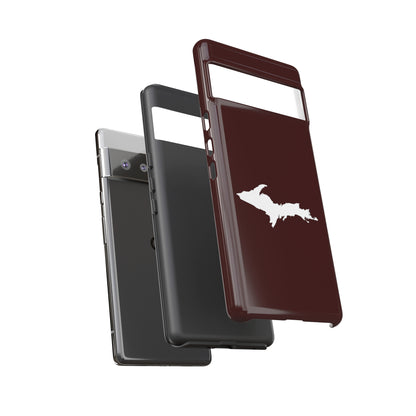 Michigan Upper Peninsula Tough Phone Case (Cherrywood Color w/ UP Outline) | Samsung & Pixel Android