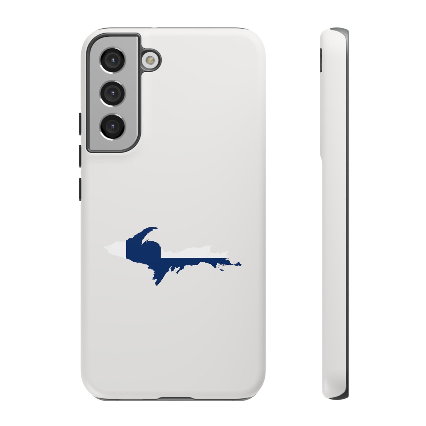 Michigan Upper Peninsula Tough Phone Case (Birch Bark White w/ UP Finland Flag Outline) | Samsung & Pixel Android