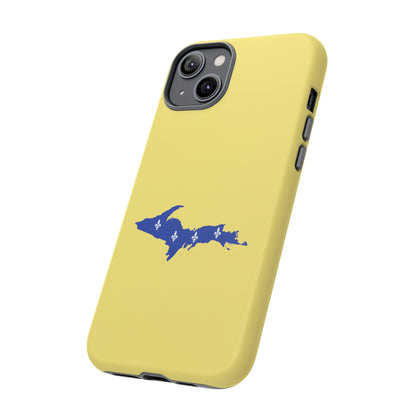 Michigan Upper Peninsula Tough Phone Case (Yellow Cherry Color w/ UP Quebec Flag Outline) | Apple iPhone