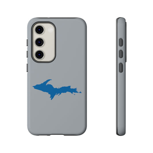 Michigan Upper Peninsula Tough Phone Case (Silver w/ Azure UP Outline) | Samsung & Pixel Android